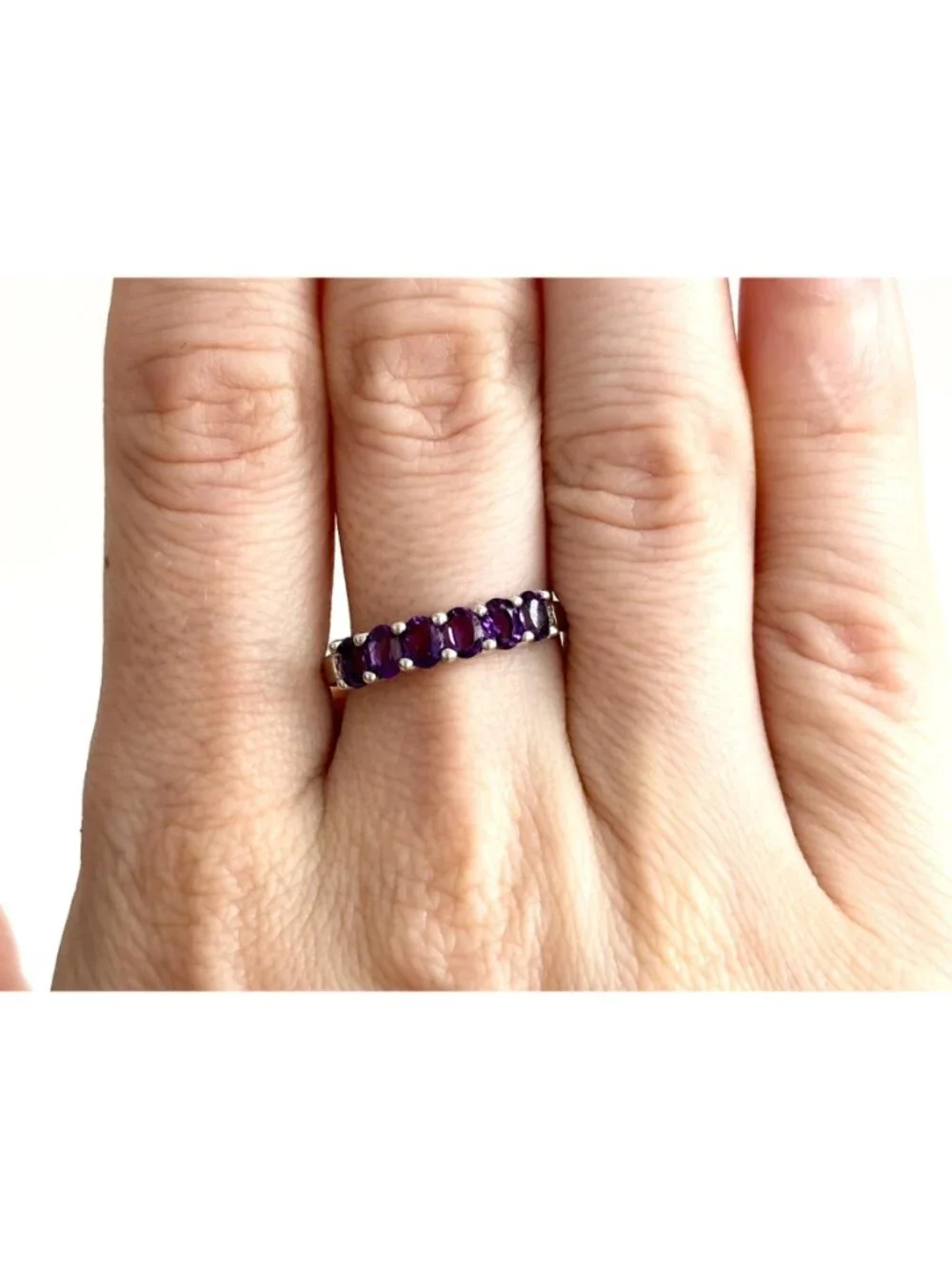 Thai Made Amethyst Gemstone Oval Cut Sterling Silver 925 Vintage Ring - sz 7.75